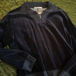 Stateside Midnight Blue Velour Zip Pullover size small